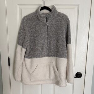 Cozy Two-Tone Gray and Cream Women's Sweater